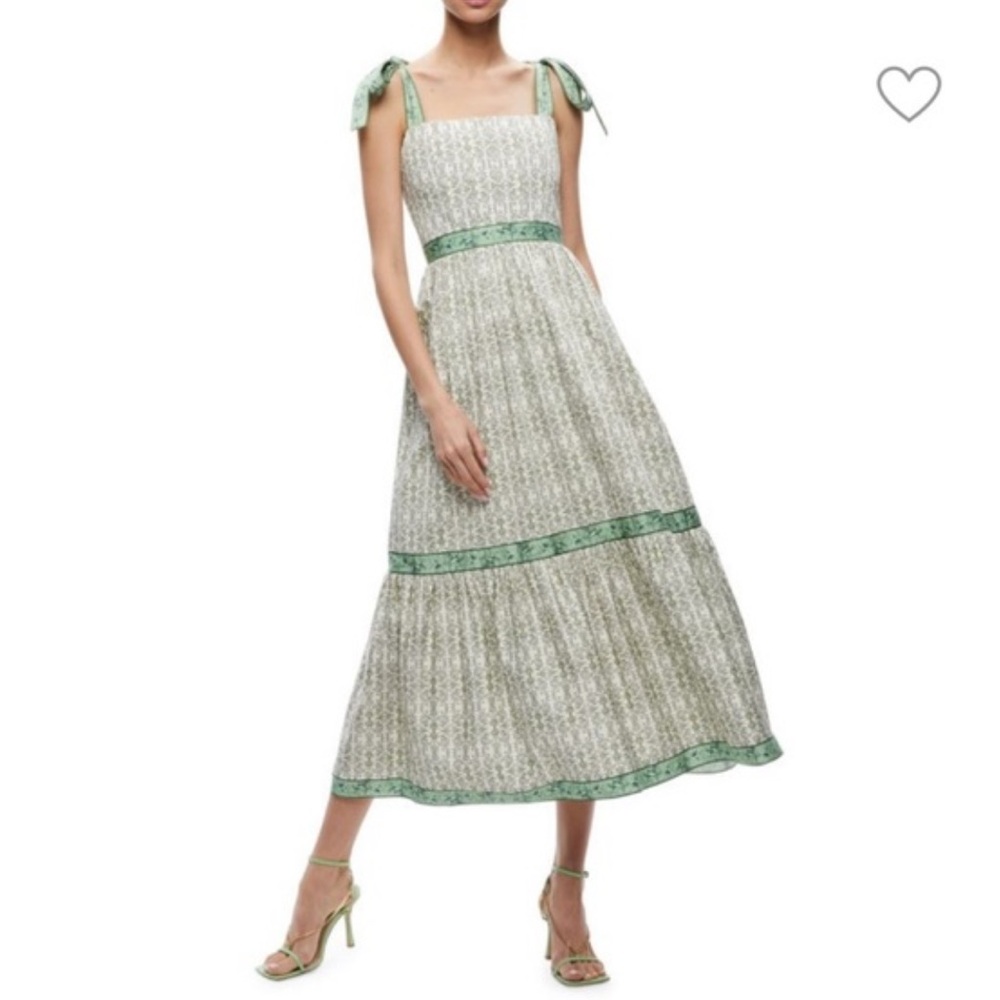 Alice + Olivia Breslin Corset Green Floral Dress